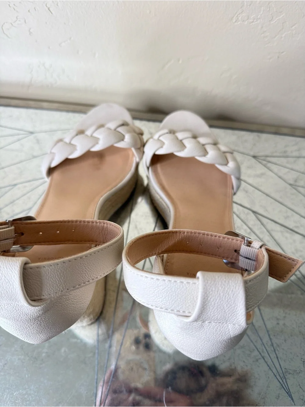 Oasis Society Braided Cream Espadrille Wedge Sandals 10 NWOT